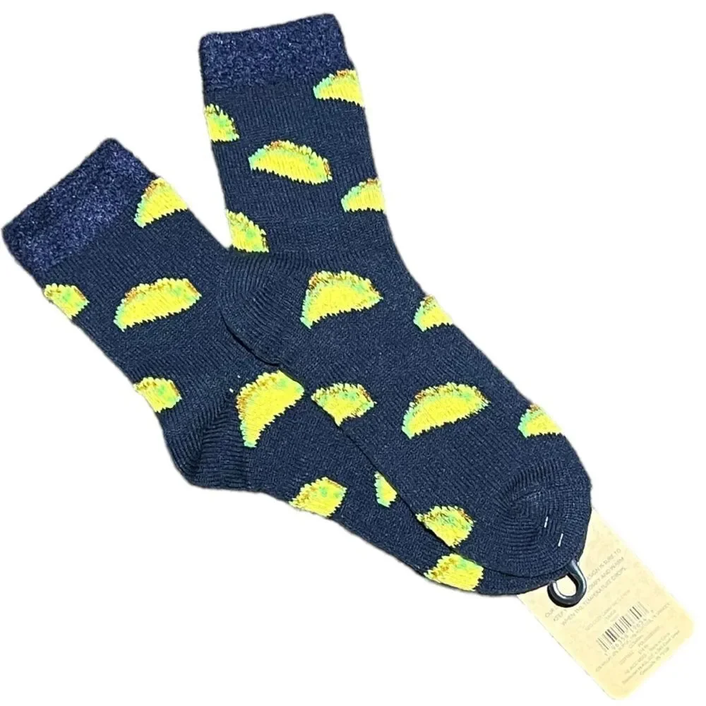 😊3/$30 🌮taco🧦 COZY CABIN SOCKS ALOE INFUSED • COMFY • SNUG FIT Blue new🏷